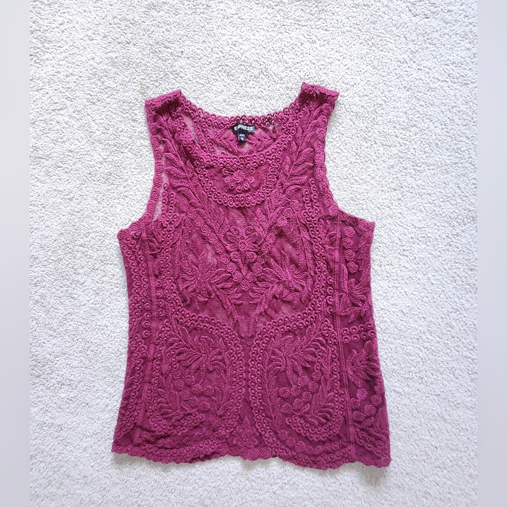 Express Magenta Lace Tank Top